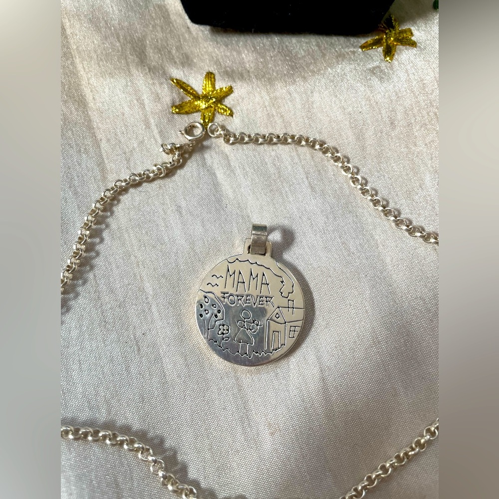 Original Tous Set pendant and necklace “Mama Forever” In Sterling Silver